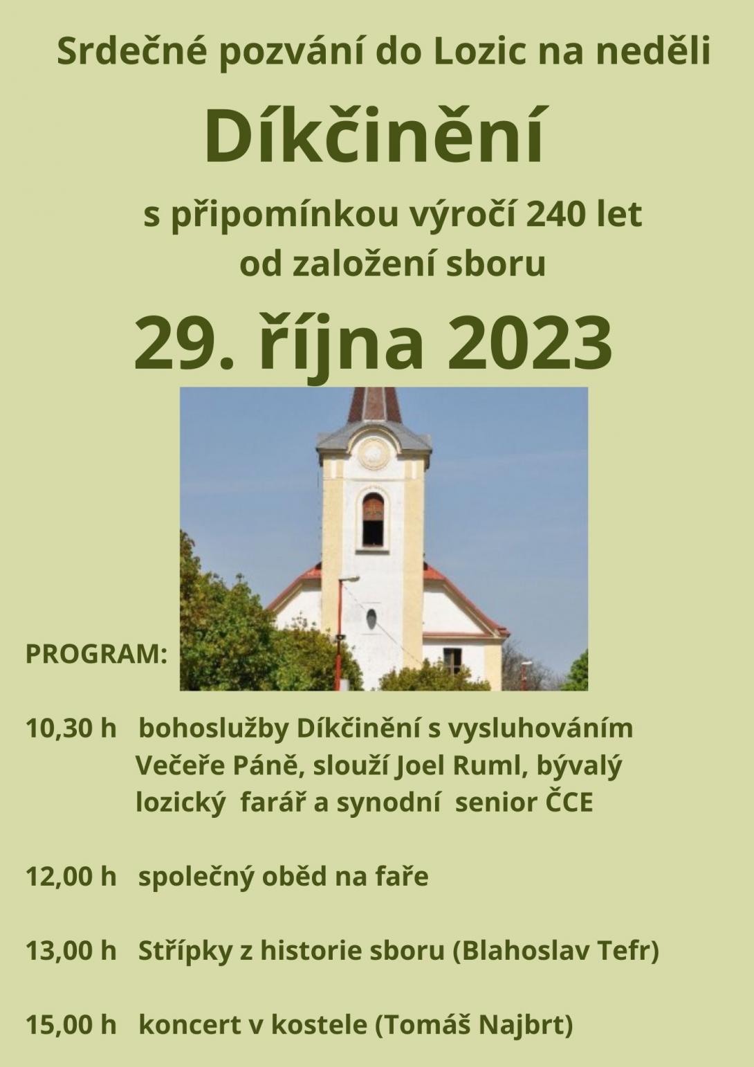 Pozvánka Lozice - Sborový den