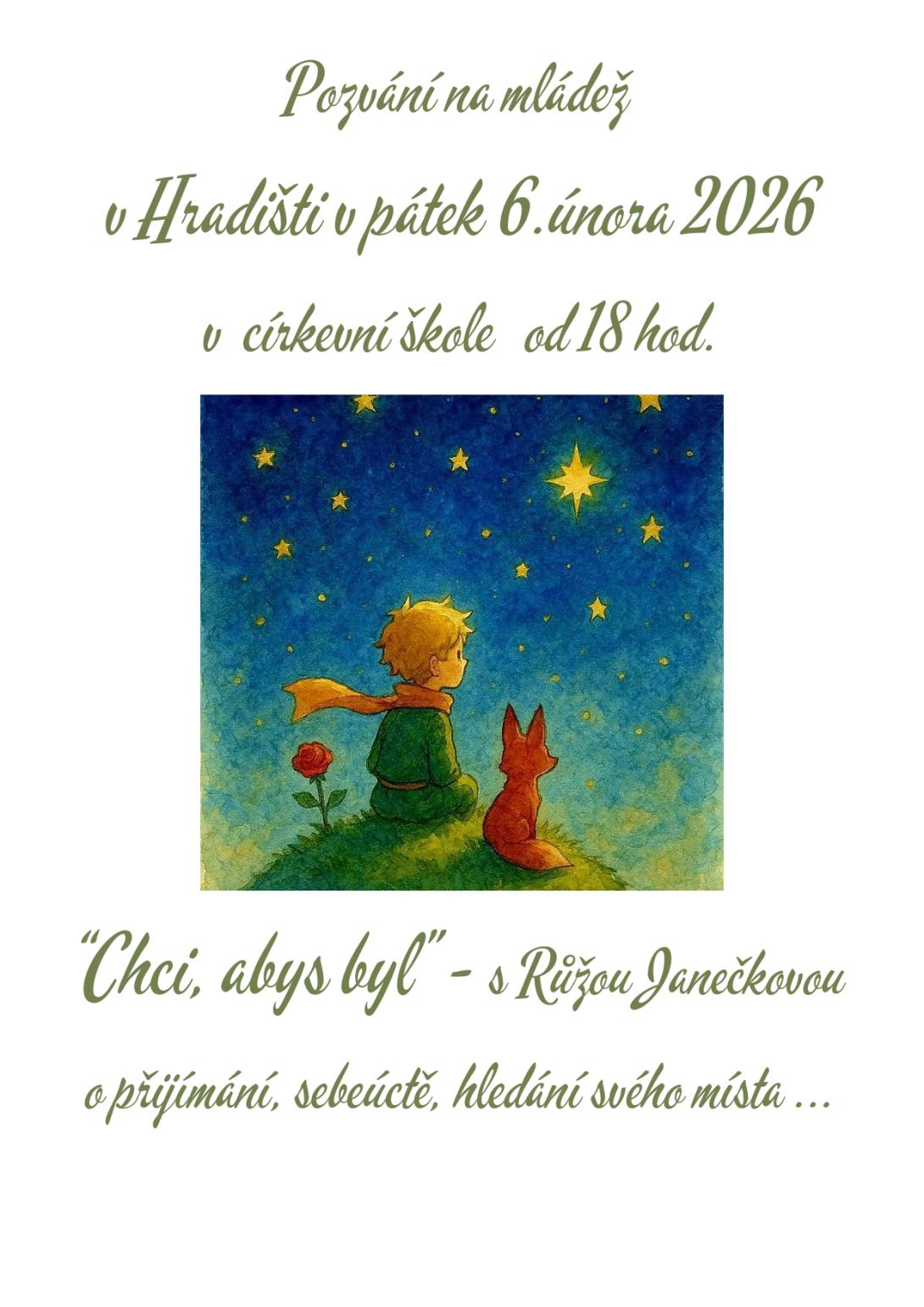 Pozvánka na mládež v Hradišti 6.2.2026